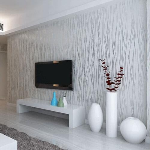 Non-Woven Fashion Thin Flocking Vertical Stripes Wallpaper For Living Room Sofa Background Walls Home Wallpaper 3D Grey Silver