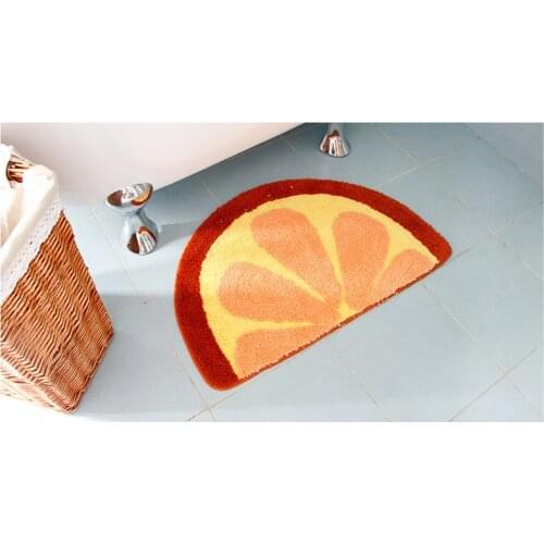 NiceRug Microfiber Non-Slip Water-absorbing Cute Fruits Lemon Half Round Shaped Bathroom Kitchen Floor Kids Room Rug Carpet M