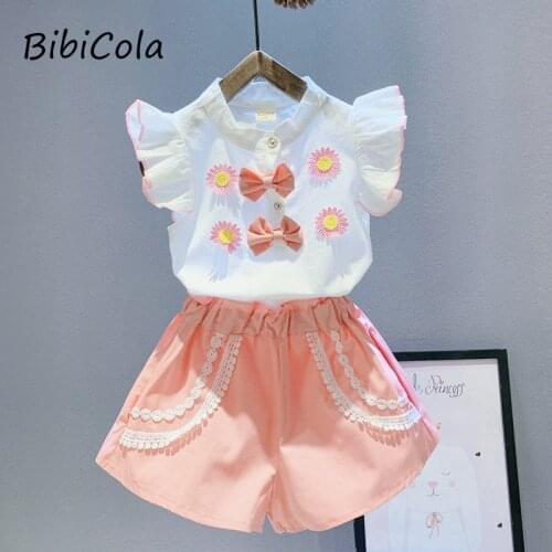 Summer new baby girl baby short-sleeved bow-knot polka-dot skirt childrens clothing suit two-piece cute princess dress