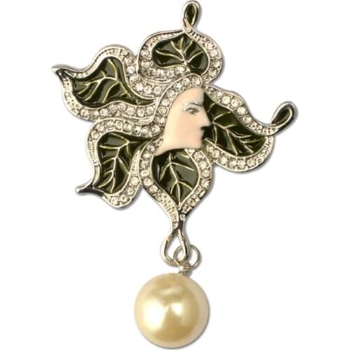 2019 New Rhinestone Pin and Brooches Pearl Pendant Brosch Flower Shiny Costume Broches for Women collar Broach Jewelry Gifts