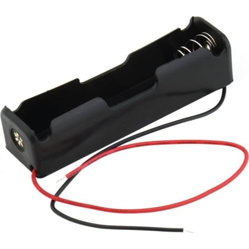 New arrival 1pc Brand New Hard Plastic Battery Case Holder Storage Box for 1 x 18650 3.7V Black with 6" Wire Leads