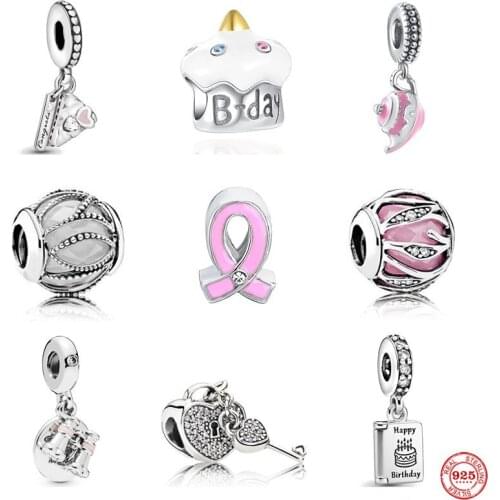 NewShiny Love Lock Birthday Cake Aladdins Lamp Bead Pendant Charm Fit Pandora Original Sterling Silver 925 Bracelet For Jewelry