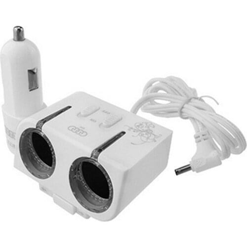 New High Quality 2 Sockets 12/24V 4A Car Cigarette Lighter Extender Splitter Charger Supply with 2 USB car chargers