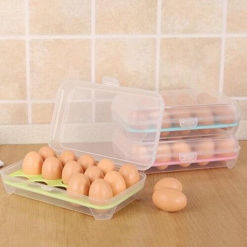 Transparent Storage Box For Eggs Refrigerator Crisper 15 Grids Egg Storage Basket Grid Portable Egg Cartons LX8167