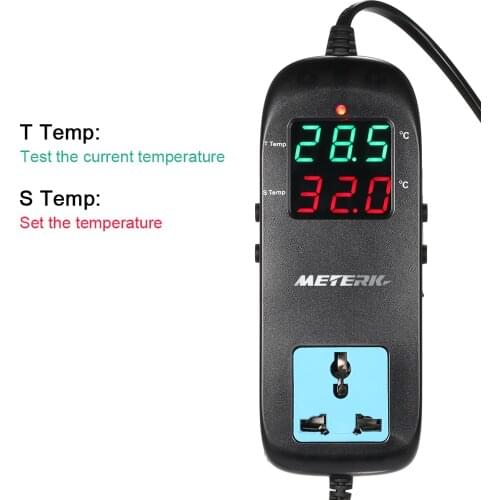 Meterk Electronic Thermostat LED Digital Display Breeding Temperature Controller Thermocouple Thermostat with Socket AC 90V~250V