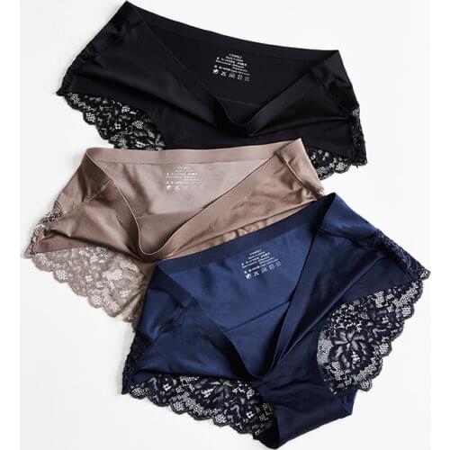 Sexy Lace Panties Seamless Women Underwear Nylon Silk Briefs Intimates Bikini Cotton Lingerie Amazing Briefs 1 Piece