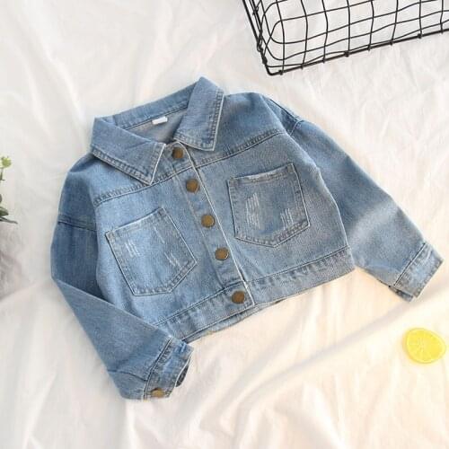 Spring 2018 Girls Denim Jacket Baby Girl clothes coat Cowboy Rainbow Lapel Jeans Jacket Kids Children Clothing