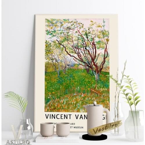 Vincent Van Gogh Exhibition Museum Landscape Poster The Flowering Orchard Art Prints Canvas Painting Vintage Gallery Wall Decor