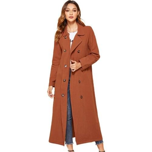 2021 spring solid loose Double breasted coat female long women’s trench coat newest large size jacket autumn women outwear