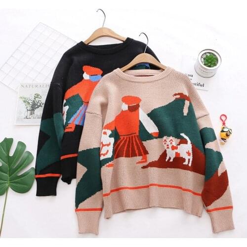 Urifens Cartoon Knitted Women 2021 Autumn Winter Women Long Sleeve Cat Pullovers Sweaters Korean Women Clothes Sweater T400