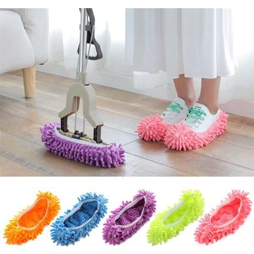 10PCS Chenille Dust Mop Slippers Foot Socks Mop Caps Multi-Function Floor Cleaning Lazy Shoe Covers Dust Hair Cleaner