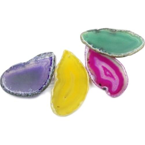 100% Natural Purple Yellow Green RosE Red Agates Slice Pendant Druzy for Jewelry Making Finding Stone Gifts Handmade Diy