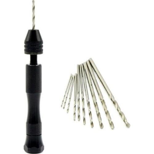 11 Pcs/Set Mini Hand Drill Reamer Chuck Clamp 0.3-4.0mm Jewelry Craft Hand Pin Hole Drill Jewelers Burs Wood Drilling Set