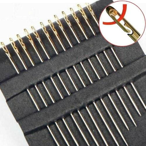 12/24Pcs Elderly Needle-side Hole Blind Needle Hand Household Sewing Stainless Steel Sewing Needless Threading Apparel Sewing