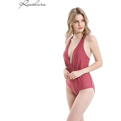 2019 ROSIELARS Summer Beachwear Sexy One Piece Women Swimsuit Back Cross Knot Fashion Swimwear Bathing Suits