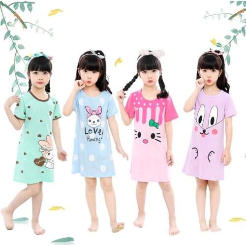 2020 Girls brand Princess party Dress fashion Nightdress printed Pyjamas T shirt Elastic short sleeve Cotton baby kids clothing