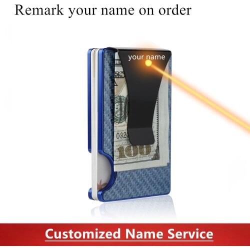 2021 Customized Unique Unisex Wallets Slim Carbon Fiber Credit Card Pockets RFID Blocking Metal Money Clips Purse Wallets