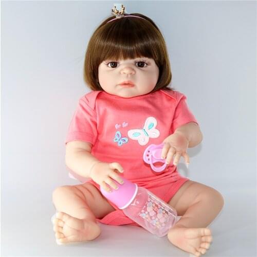 22inch 55cm Full silicone Vinyl Princess Toddler Babies Dolls modeling Girls Birthday Gift Present Child Play House Toy