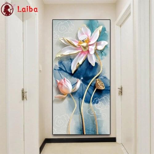 5D DIY Square round Diamond Painting Abstract art, golden lotus, flower sale Cross Stitch Diy Diamond picture Diamond Mosaic art