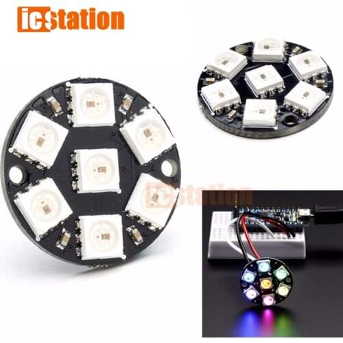 7-Bit WS2812S 5050 RGB LED Ring Round Decoration Bulb with Integrated Drivers