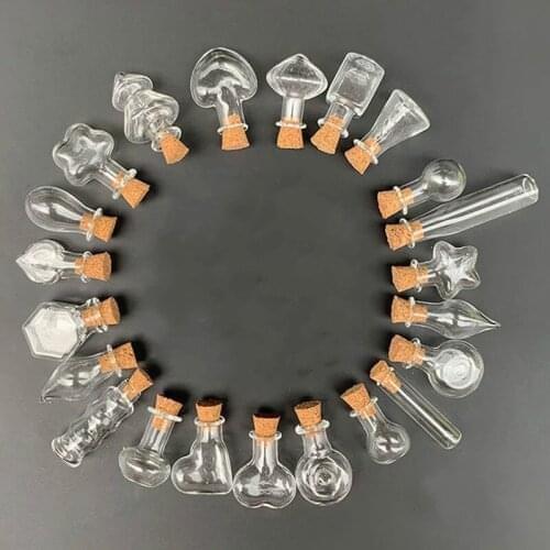 8pcs Small Glass Cork Bottles Empty Glass Box Wishing Jar Wedding Home Decor Stopper Diy Hand Crafts Dry Herb Storage Pendants