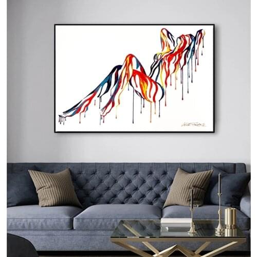 Abstract Colorful Nude Body and Tigers Oil Paintings Print on Canvas Modern Pop Street Wall Art Decorative Pictures Home Decor