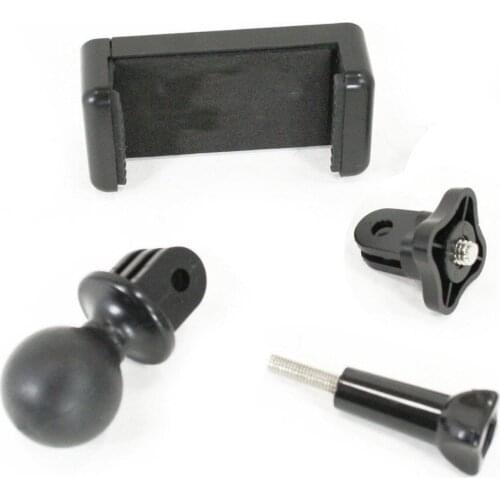 GoPro Adapter w/1" Ball for RAM Style Mounts + Smartphone Clamp Mount; Universal Conversion Adapter for 1"Ball Mounts