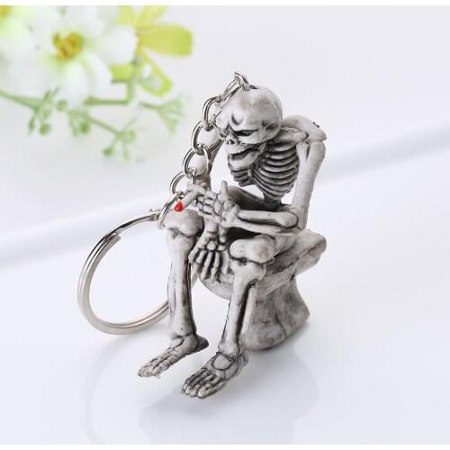 AliExpress Hot Selling High Quality Key Ring Rubber Toilet Skull Key Chain Skull Key Chain
