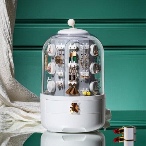 2021 New Jewelry Holder Cosmetic 360 Rotating Storage Box Makeup Organizer Earring Necklace Desktop Organizer Rack Dropshipping