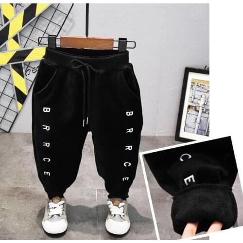 Kids Thicken pants boys Autumn Winter Plus Velvet Trousers Girls Boys Pants Infantil Childrens Double-faced fleece sweatpants