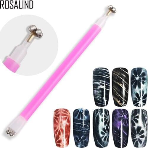 ROSALIND Dual-Ended Magnet Stick Design Nail Flower Pattern Magnet Pen For Cat Eyes Gel Nail Polish 3D Strip Grid Gel Lacquer