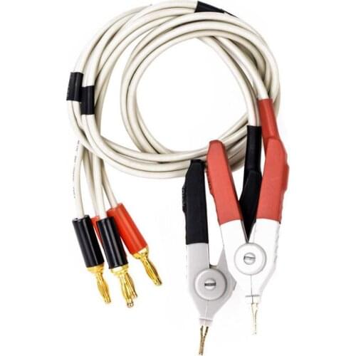 Hot 1 pair insulated banana plug clips cable Low Resistance LCR Clip Probe Leads Test Meter Terminal Kelvin New