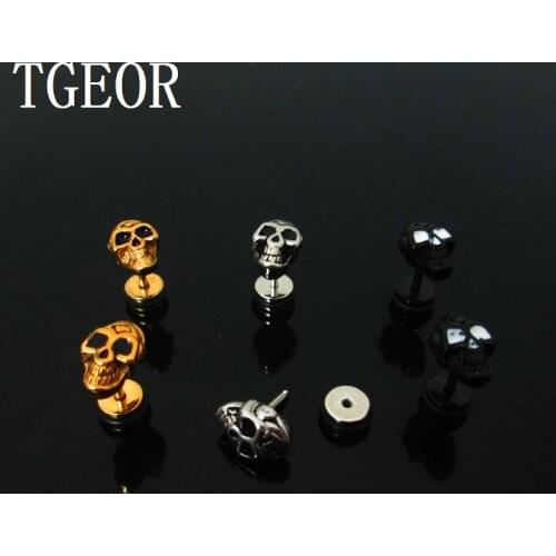 NICE illusion cheaters 1 pair Stainless Steel retro drop oil skull with Headsets piercing fake plugs