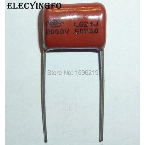 50pcs CBB capacitor 821 2000V 821J 2KV 820pF 0.82nF P15 CBB81 Metallized Polypropylene Film Capacitor