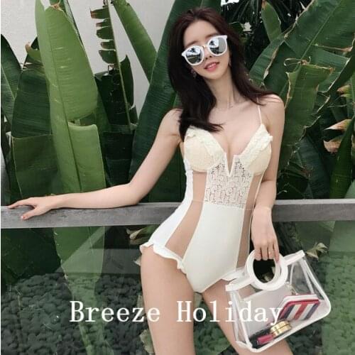 Swimwear For Teenagers Swimsuit One Piece Women Beachwear 2018 Girls Female Lace Underwire Brackets Push Up Animal Polyester