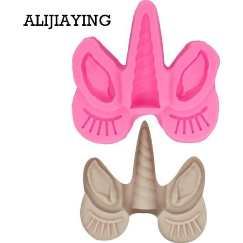 M1309 Unicorn Ear Eye Silicone Mold Cupcake Decoration Fondant Mold DIY Party Cake Decorating Tool for baby shower