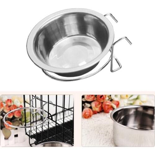 Metal Dog Pet Bowl Cage Crate Non Slip Hanging Food Dish Water Feeder with Hook Pet cage Hanging pet food bowl Dog Feeders new