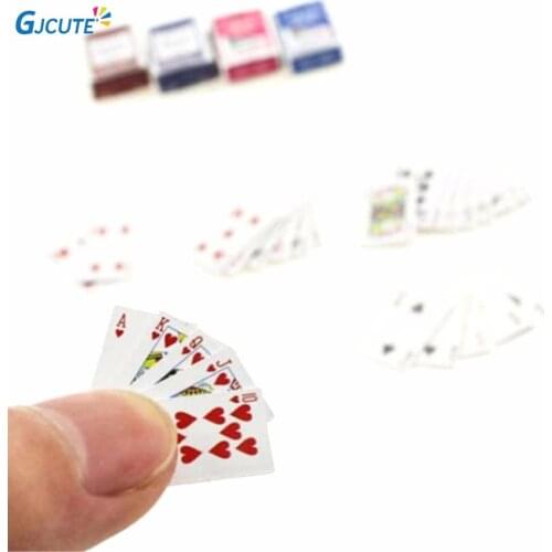 1 Set Mini 1:12 Dollhouse Miniatures Poker Home Decoration Poker Cards Playing Game For BJD Kurhn Doll Accessories