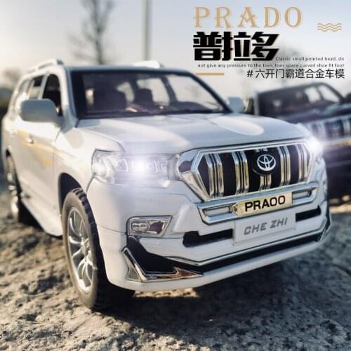 1:24 LAND CRUISER Prado Model Die Cast Toy Car Simulation Sound Light Pull Back Collection Models Simulation Toys for Children