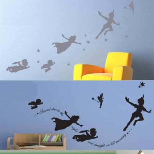 Peter pan tinkerbell We're off to Neverland wall decal wall sticker mural kids art home decoration size 75x155cm