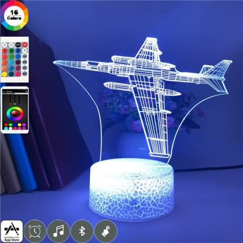 Novelty Night Light LED Jet Aircraft 3D Illusion Table Lamp Gaming Room Atmosphere Decoration Boys Kids Teenager Gift Nightlight