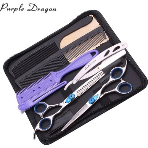 Hair Scissors Hairdressing 6" 17.5cm Purple Dragon JP Stainless 1015# Barber Thinning Scissors Professional Haircut Shears Salon