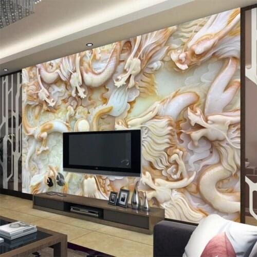 Beibehang Custom Wallpaper 3d Photo Mural HD Jade Sculpture Kowloon Toughen TV Background Wall Mural papel de parede Wallpaper