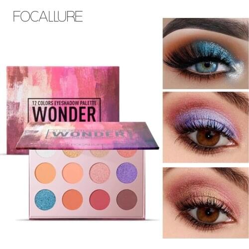 FOCALLURE 12 Color Eyeshadow Palette Blue Purple Nude Matte Eye Shadow High Pigment Waterproof Professional Eye Makeup