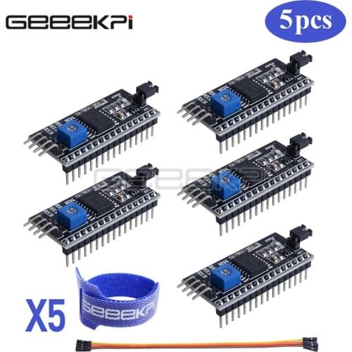 GeeekPi 5-PCS PCF8574T I2C TWI SPI Serial Interface Board Module Port for Arduino LCD 1602 LCD 2004 Display Module