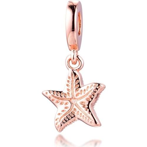 Fits for Pandora Beads Bracelets Sparkling Starfish Charms 100% 925 Sterling Silver Jewelry Free Shipping