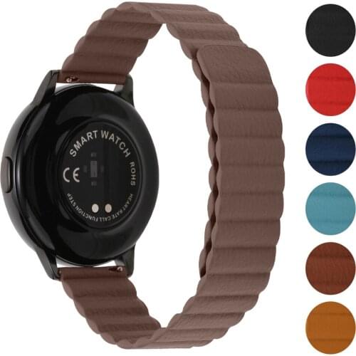 For Samsung Galaxy 42/46mm Active 2 Watch Band for Galaxy Watch3 41/45mm Gear Strap Leather Magnetic Buckle Watchband 20mm 22mm
