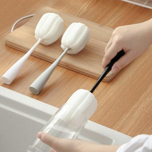 Long Handle Cup Brush Vacuum Water Bottle Pot Glassware Washer Sponge Cleaning Tool