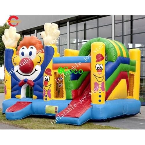 Free air ship to door,CE Certificated Commercial Inflatable Combo Bounce House Slide Combo,Clown funny inflatable jumper house