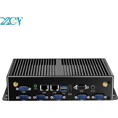 XCY Fanless Industrial Mini PC Intel Core i7 5500U i5 4200U i3 4005U 2xLAN 6xRS232 6xUSB HDMI VGA WiFi 4G LTE Windows Linux